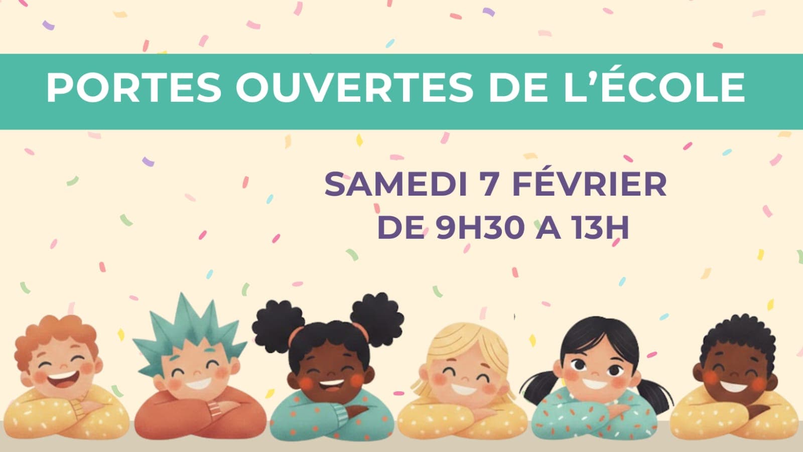 Affiche de la journée portes ouvertes du 7 février 2026 de l’école Les Galopins